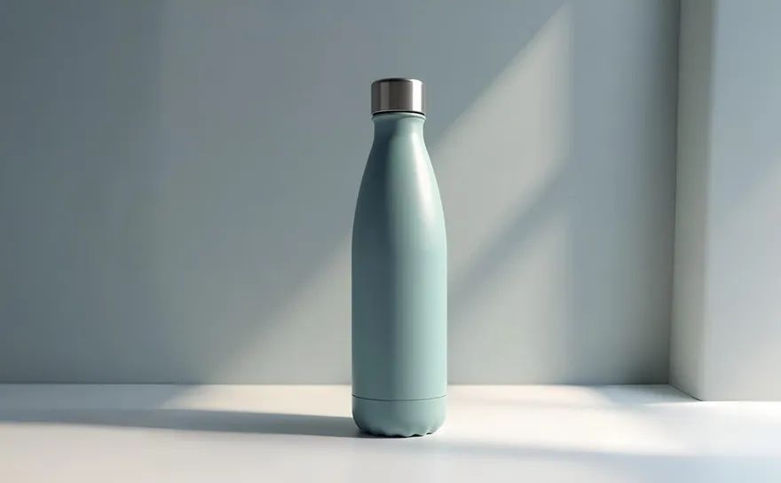 Matte blue insulated water bottle rendering