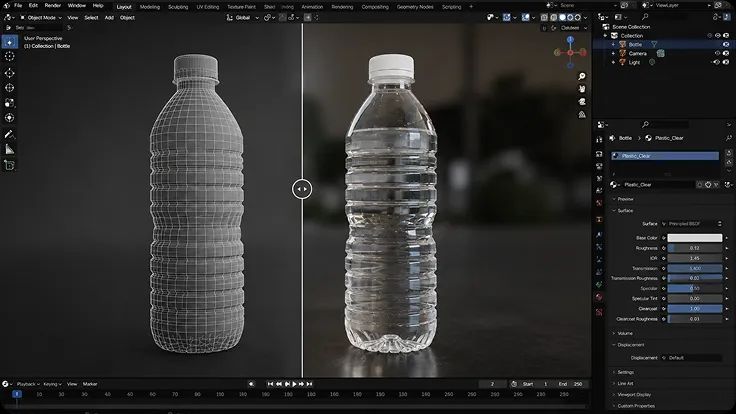 3D software viewport texturing the bottle